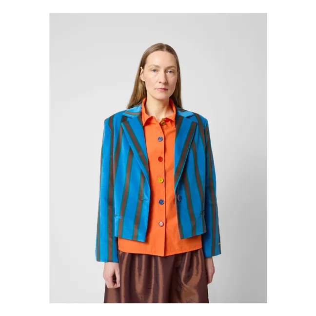 Gestreifte Samtjacke - Damenkollektion | Navy