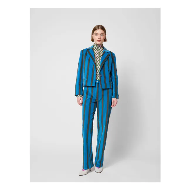 Striped Velvet Pants - Women's Collection | Navy blue