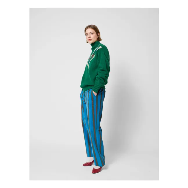 Pantalon Rayée Velours - Collection Femme | Bleu marine