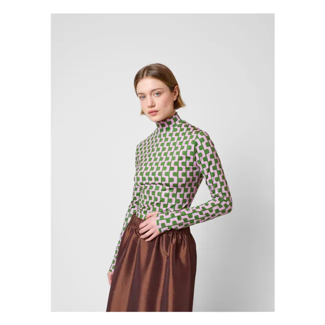 Bedrucktes Rollkragen-T-Shirt - Damenkollektion | Violett