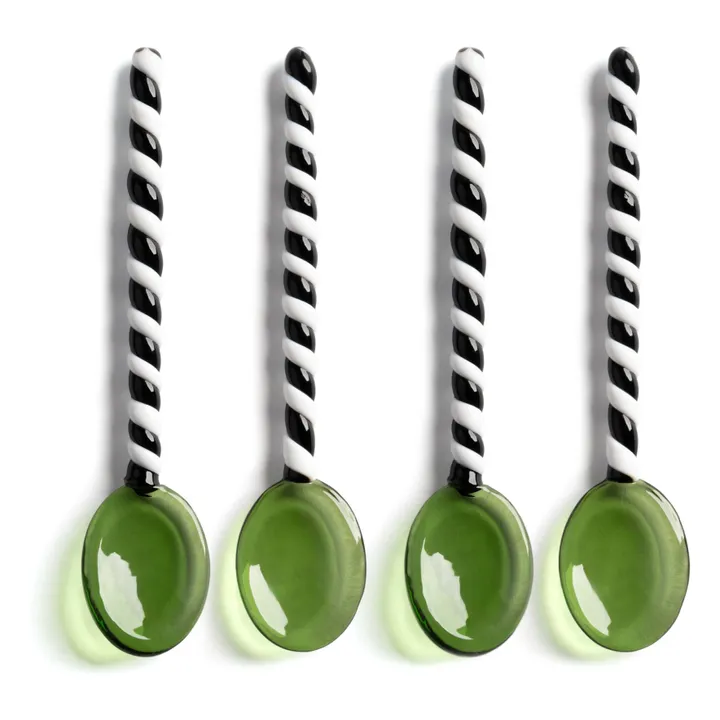 Cuillères en verre Duet - Set de 4 | Vert- Image produit n°0