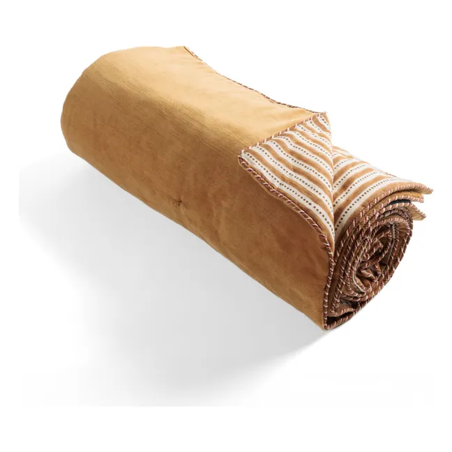 Akiko Ocre velvet quilt