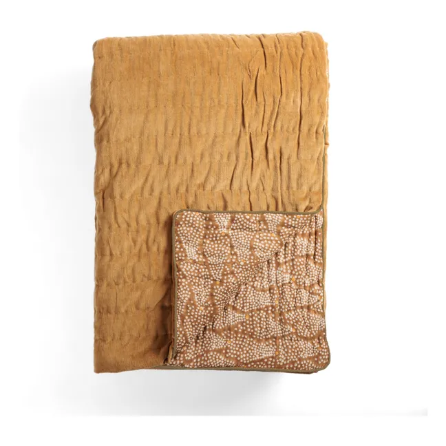 Reiko Ochre velvet bedspread