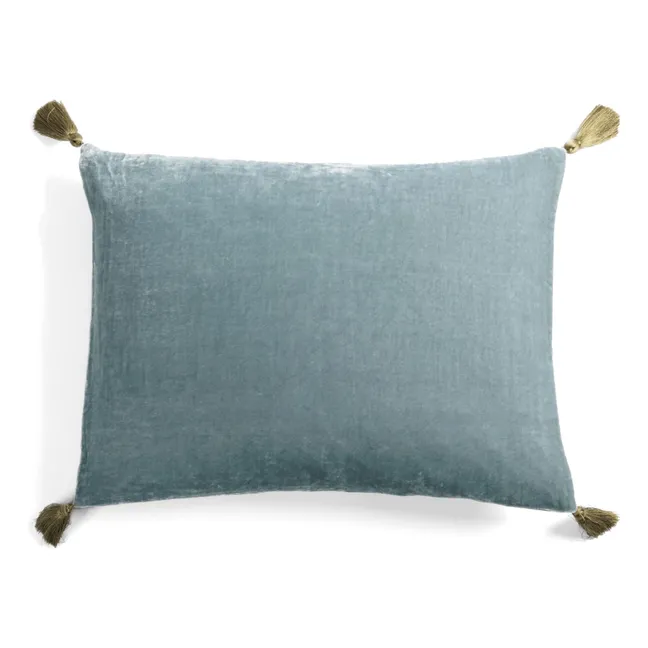 Sky blue Goa silk velvet cushion cover