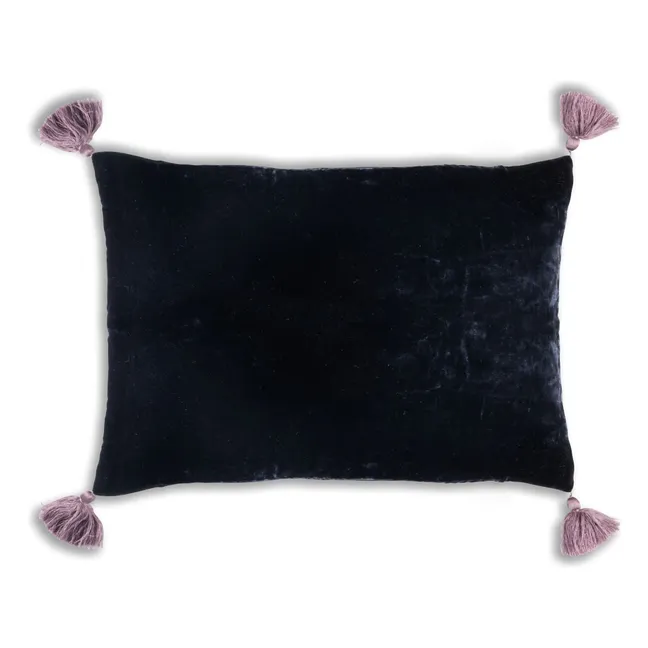 Housse de coussin en velours de soie Goa Bleu nuit