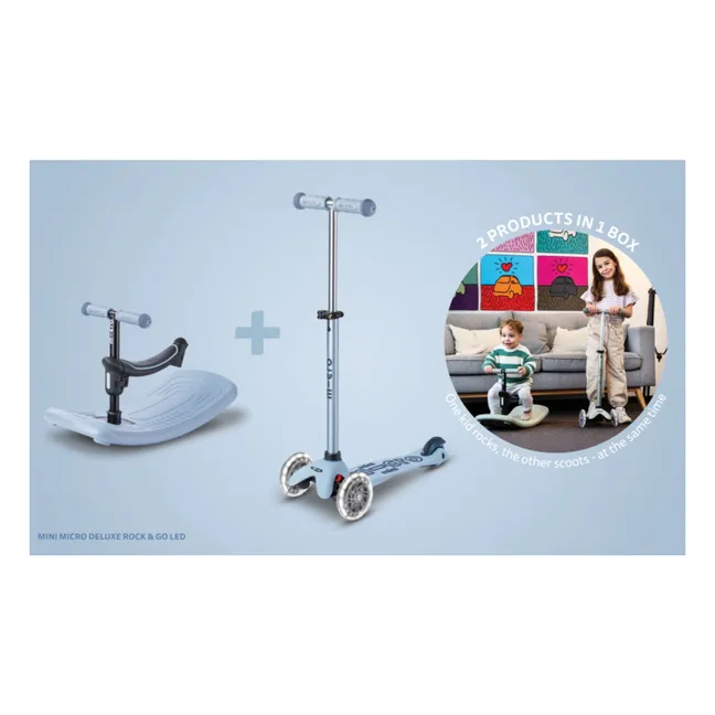 Mini Micro Deluxe Rock&amp;Go LED Scooter | Azul Claro