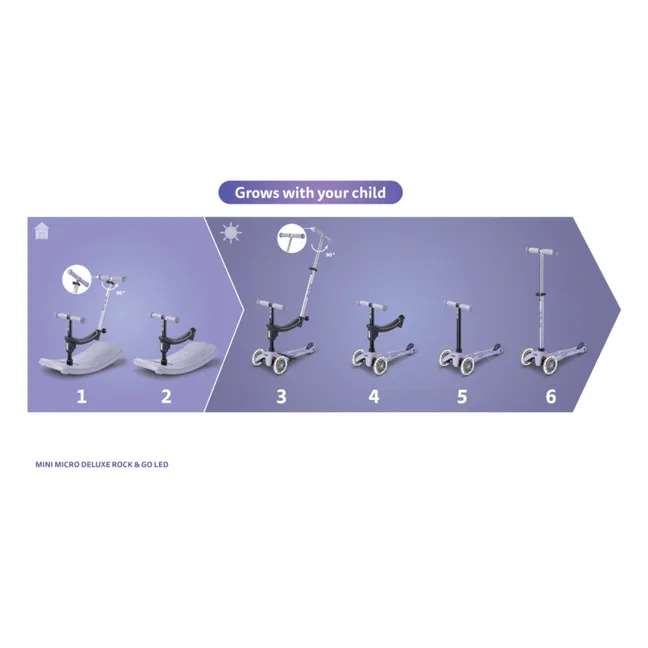 Trottinette évolutive Rock&Go LED | Lavande