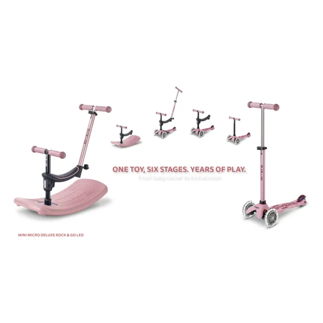 Mini Micro Deluxe Rock&amp;Go LED Scooter | Rosa Viejo