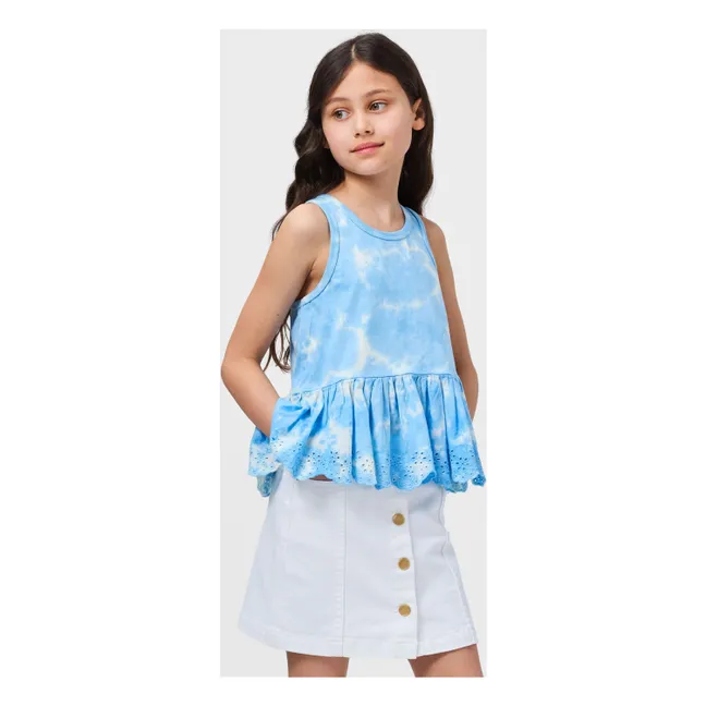 Débardeur Volants Rosa Tie and Dye Coton Bio | Bleu Clair