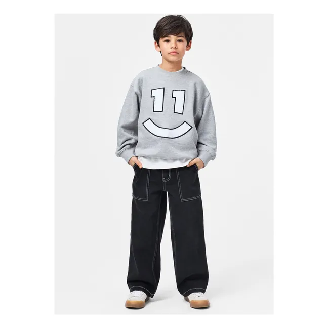 Sweatshirt Magni n°11 Smile Bio-Baumwolle | Grau Meliert