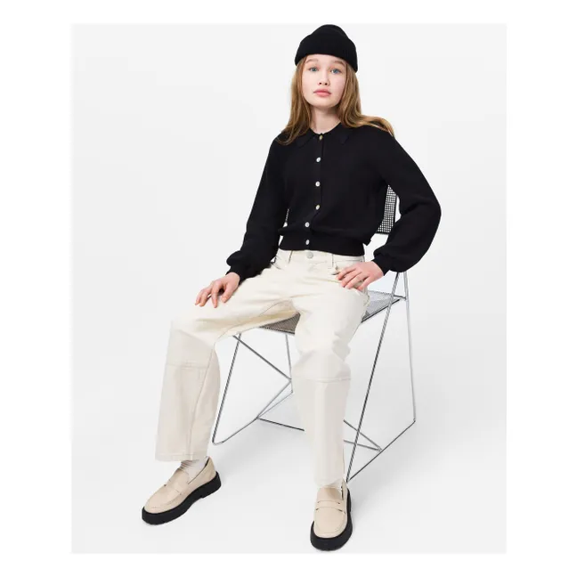 Guida organic cotton polo neck cardigan | Black