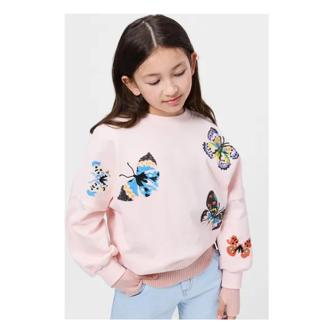 Sweat Marika Papillons Coton Bio | Rose pâle