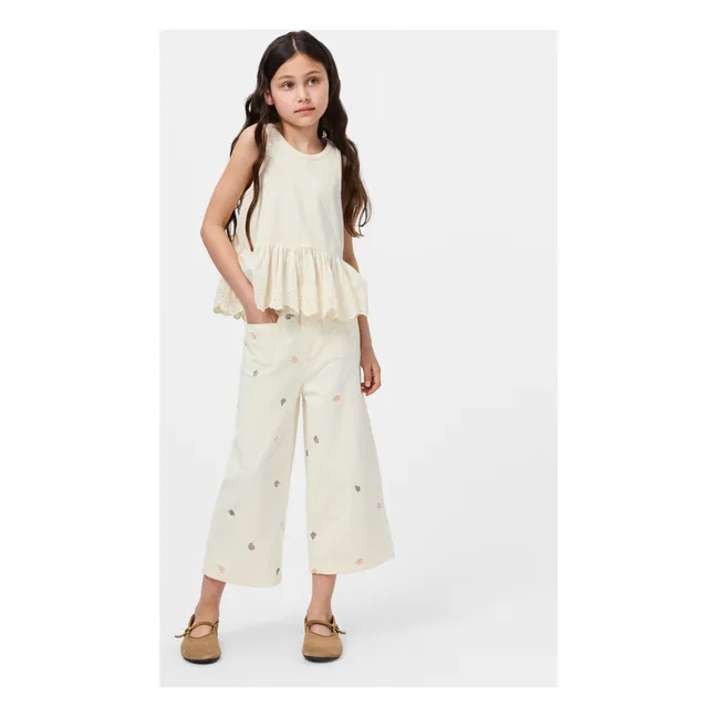 Vaqueros Adionella Seashell de algodón orgánico | Blanco