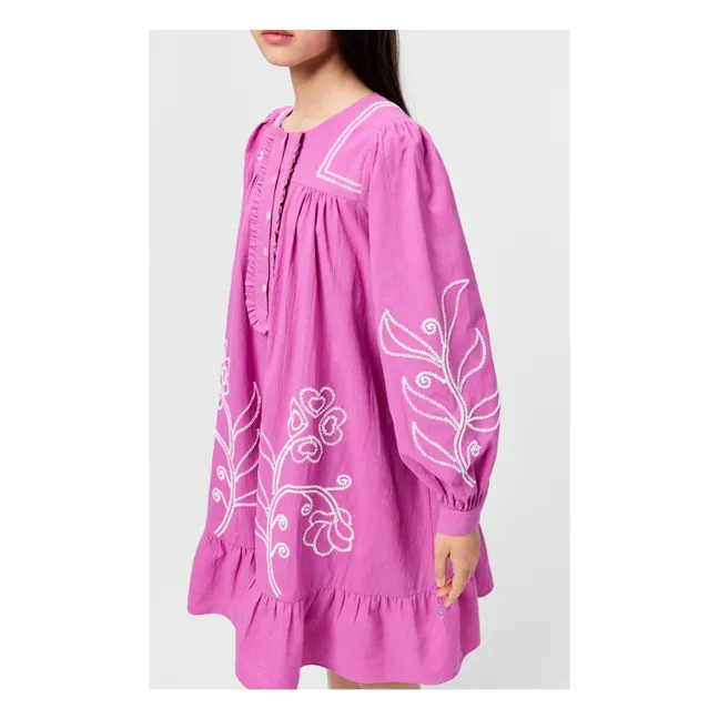 Kleid mit Knöpfen Crelo Blumen Bio-Baumwolle | Violett