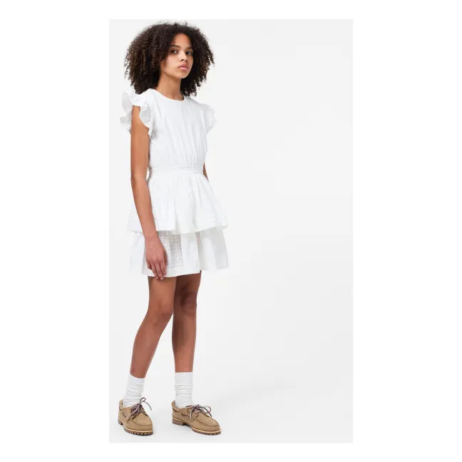 Vestido de volantes de algodón orgánico Carma | Blanco