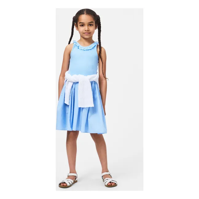 Robe Volants Croco Coton Bio | Bleu Clair