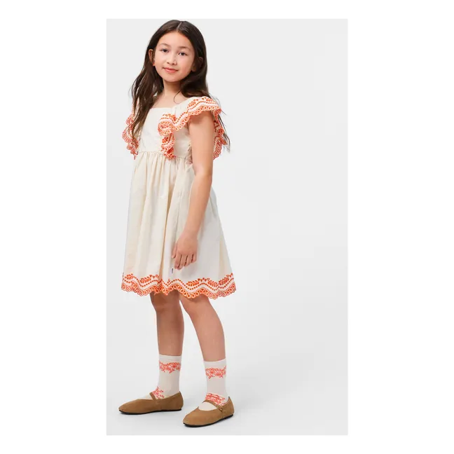 Clementine organic cotton ruffle dress | Ivory
