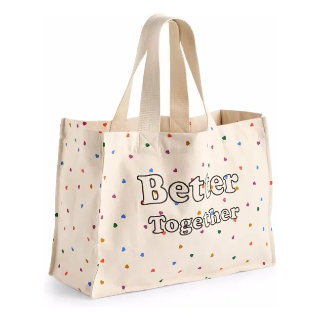 Cabas Urg Cœurs Coton Bio | Ecru