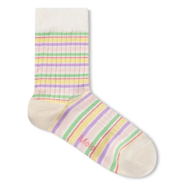 Lot de 2 Paires de Chaussettes Nomi Rayées | Rose pâle