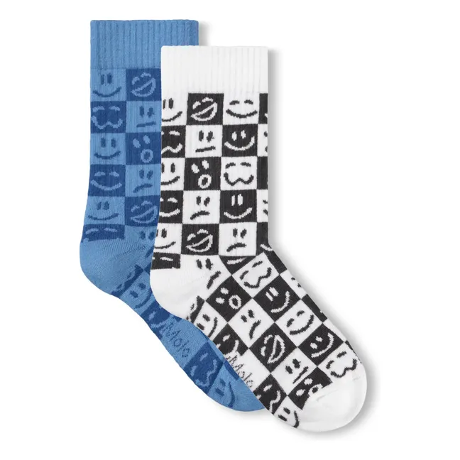 Lot de 2 Paires de Chaussettes Norman Damier | Bleu