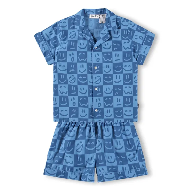 Pijama Corto Lexi Damier Algodón Ecológico | Azul