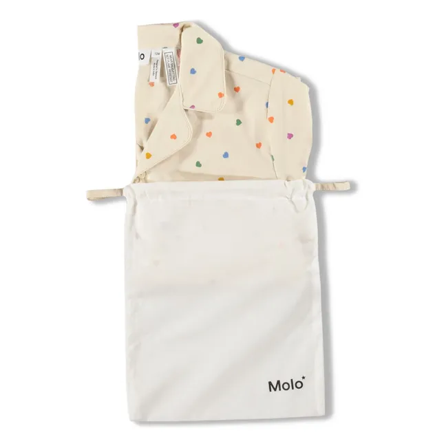 Pyjama Short Lexi Cœurs Coton Bio | Ecru