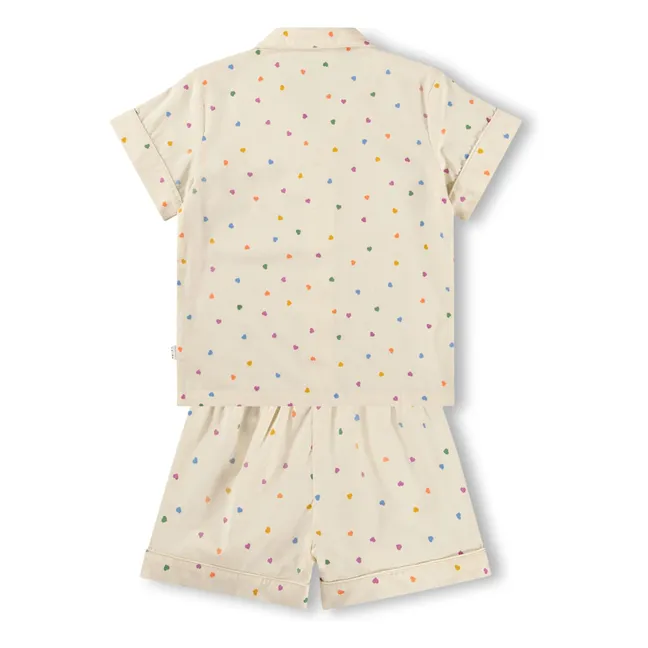 Pyjama Short Lexi Cœurs Coton Bio | Ecru