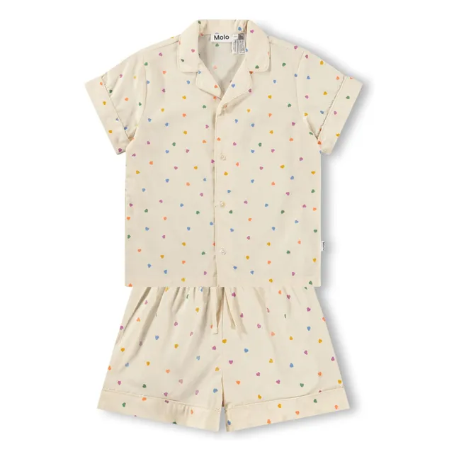 Pantalones cortos de pijama Lexi Hearts Algodón orgánico | Crudo
