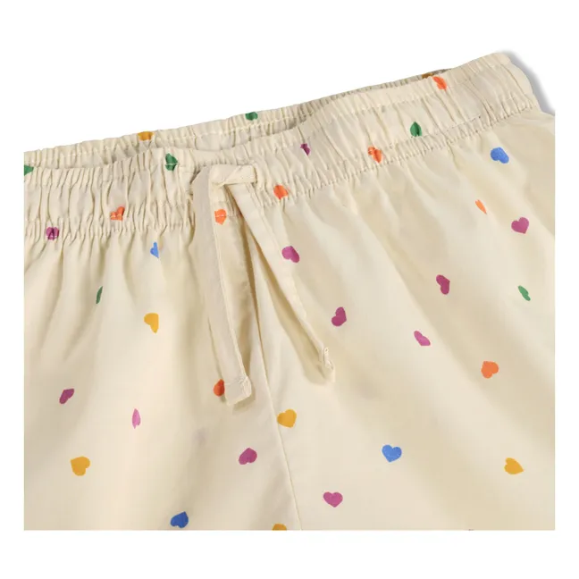 Pantalones cortos de pijama Lexi Hearts Algodón orgánico | Crudo
