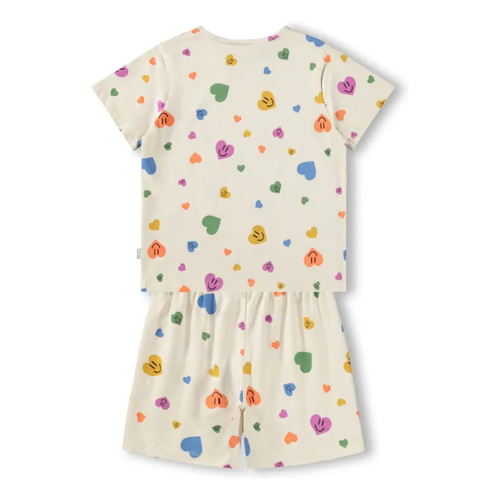 Pyjama Short Luvis Cœurs Coton Bio | Ecru- Image produit n°3