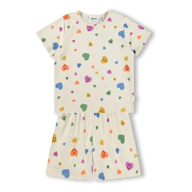 Pantalones cortos de pijama Luvis Hearts Algodón orgánico | Crudo