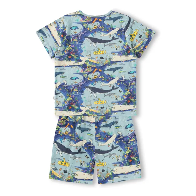Pijama Corto Luvis Ballenas Algodón Ecológico | Azul
