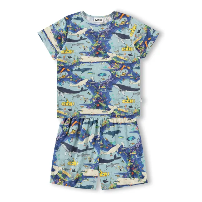 Pyjama Short Luvis Baleines Coton Bio | Bleu