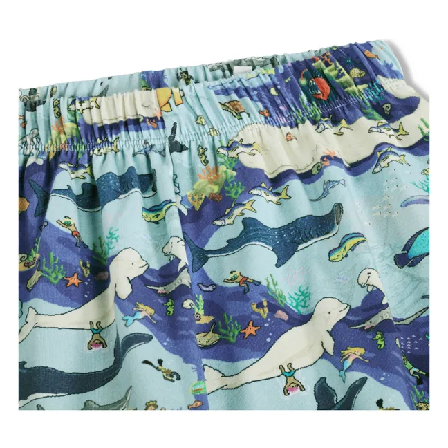 Pijama Corto Luvis Ballenas Algodón Ecológico | Azul