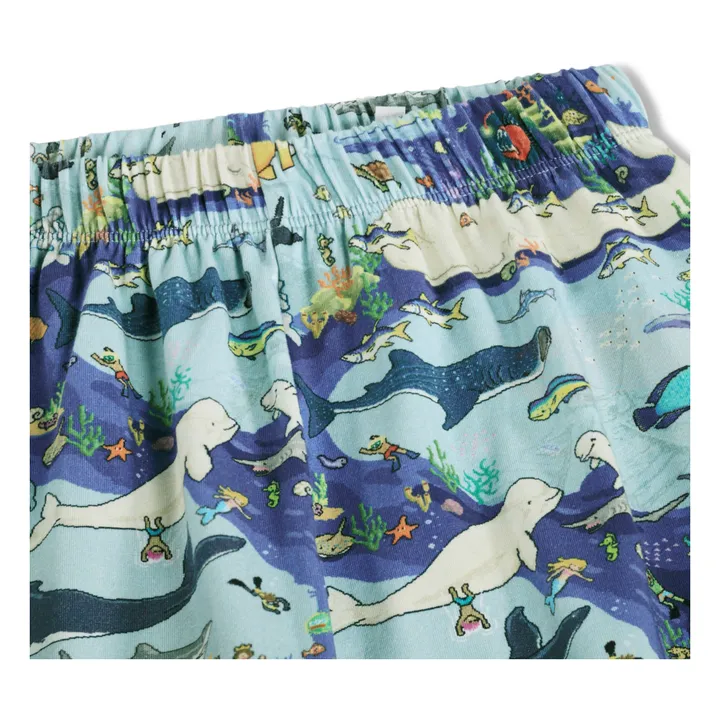 Pijama Corto Luvis Ballenas Algodón Ecológico | Azul- Imagen del producto n°2