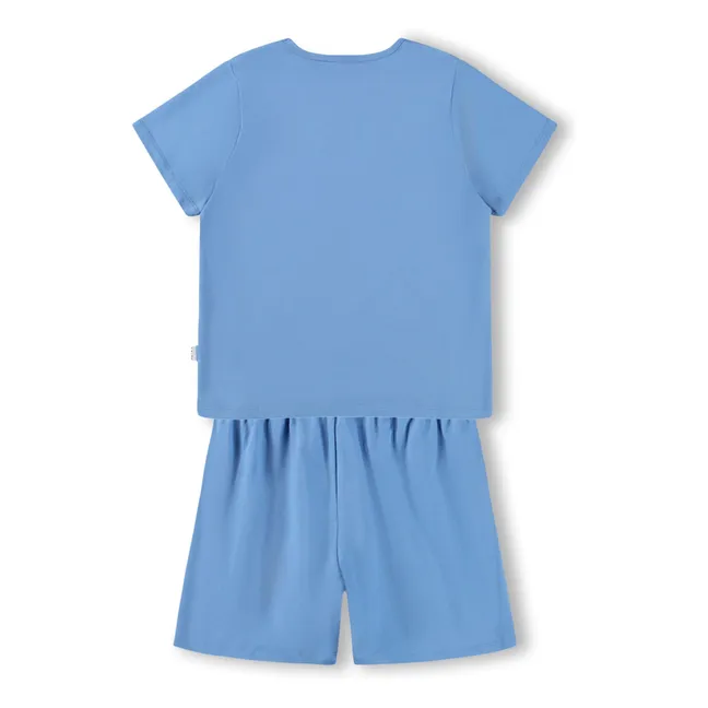 Luvis Smile Pantalones cortos de pijama de algodón orgánico | Azul