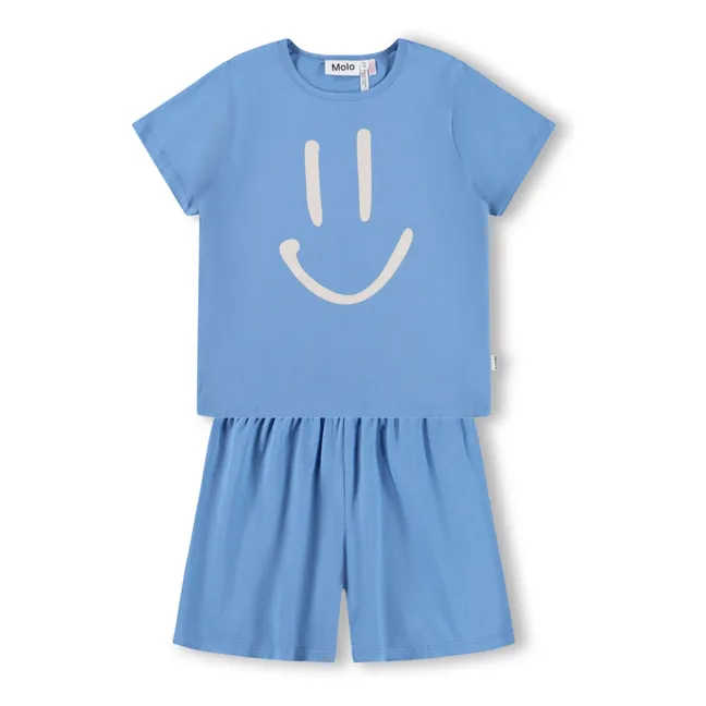 Pyjama Short Luvis Smile Coton Bio | Bleu