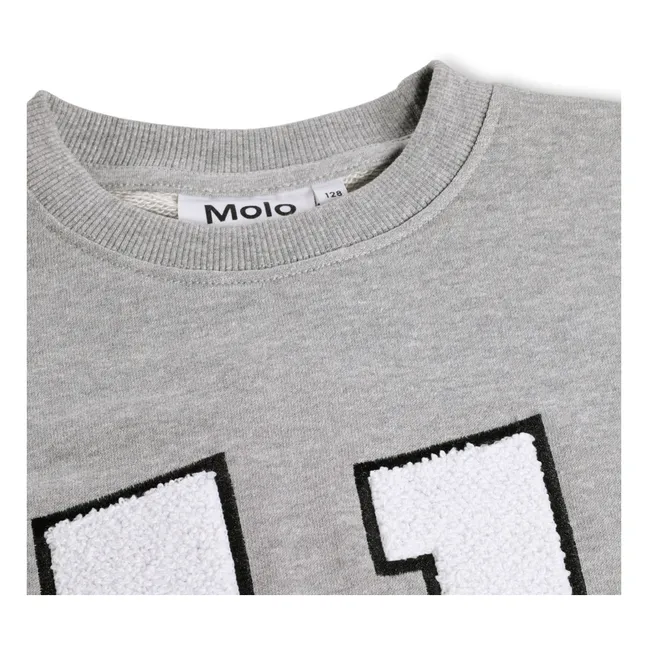 Magni n°11 Felpa Smile in cotone biologico | Grigio chiné