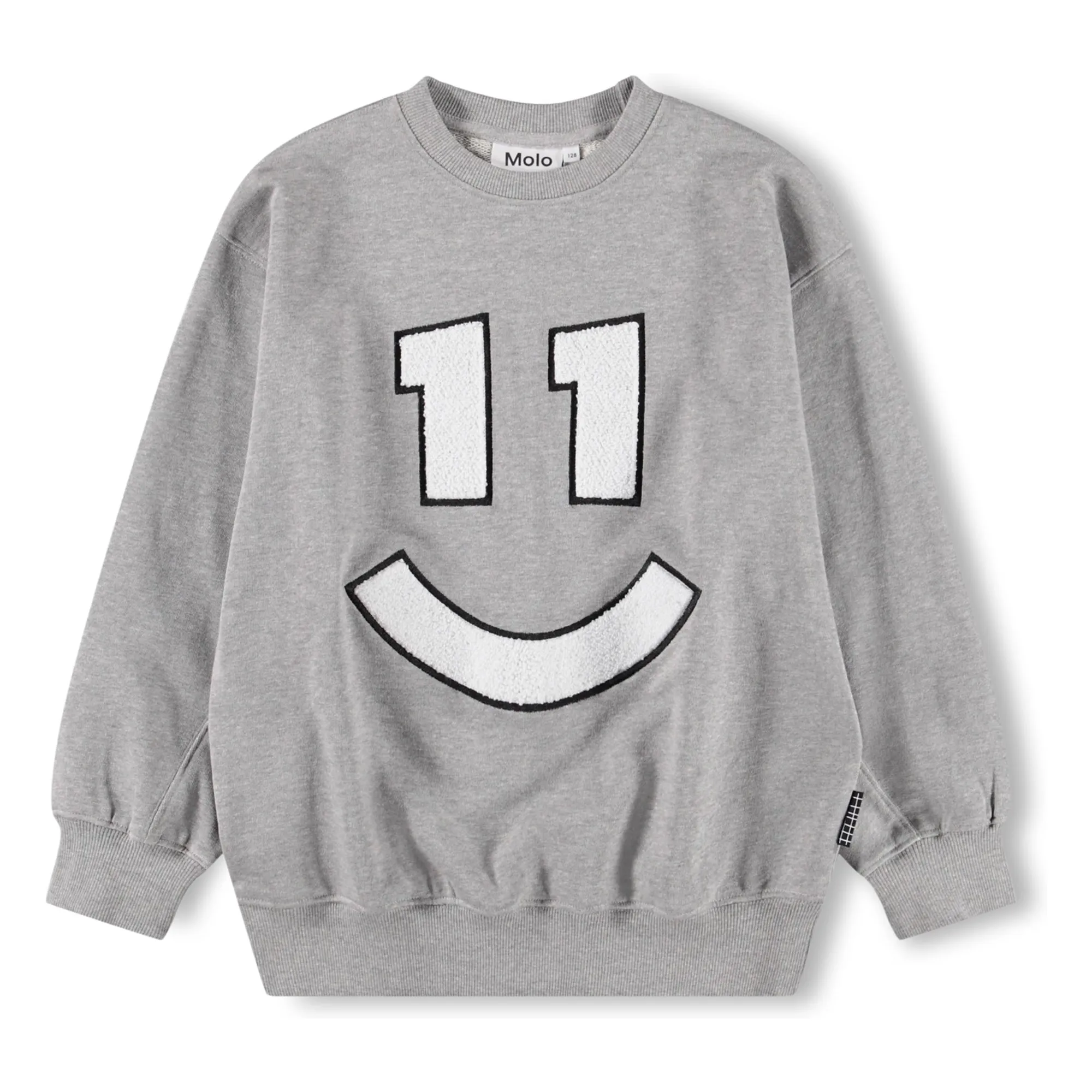 Molo Heather Grey Magni Sweatshirt N°11 Smile Organic Cotton