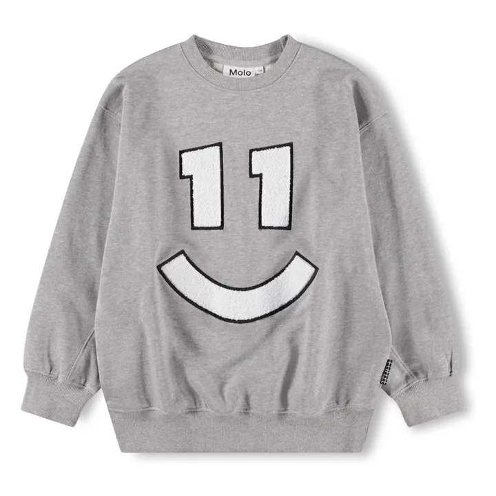 Sweat Magni n°11 Smile Coton Bio | Gris chiné- Image produit n°0