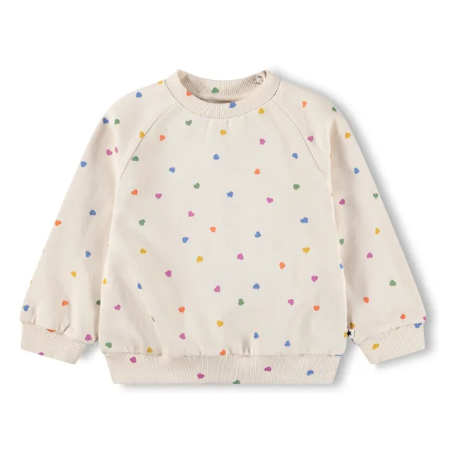 Sweat Disc Cœurs Coton Bio | Ecru
