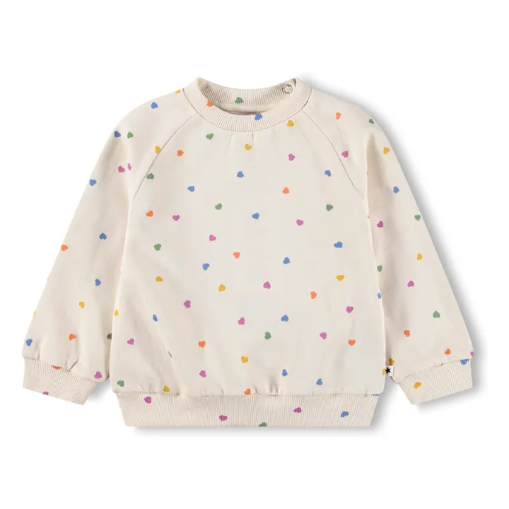 Sweat Disc Cœurs Coton Bio | Ecru- Image produit n°0