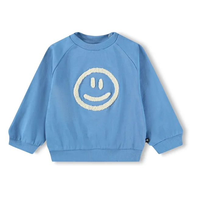 Disc Smiley organic cotton sweatshirt | Blue