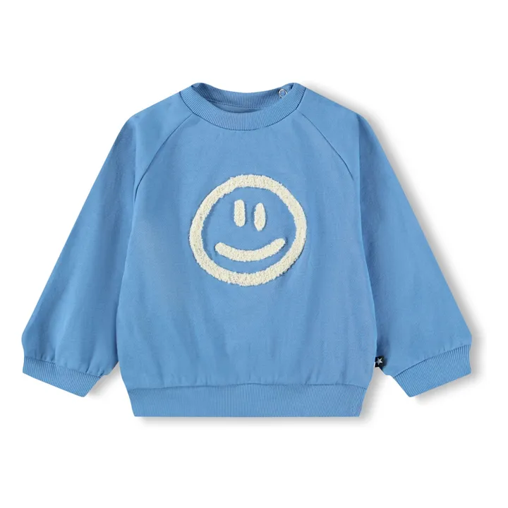 Sweat Disc Smiley Coton Bio | Bleu- Image produit n°0