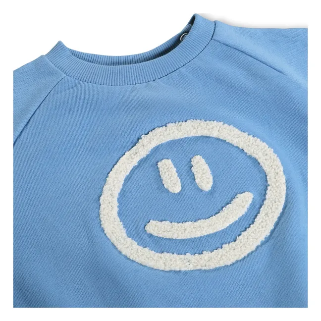 Disc Smiley organic cotton sweatshirt | Blue