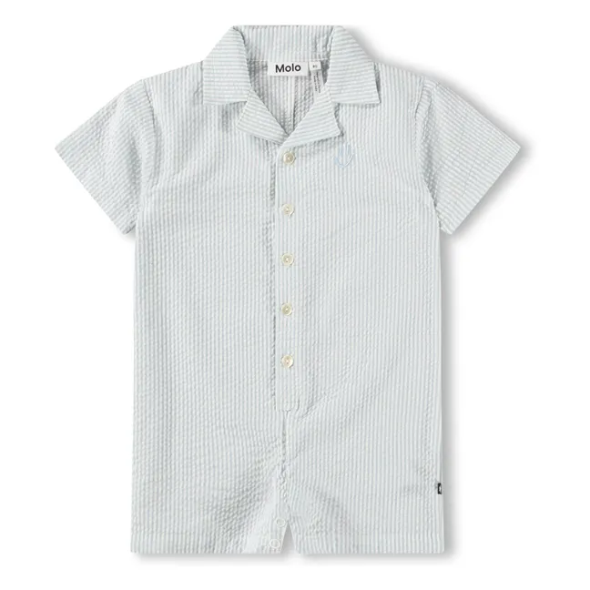 Pelele de algodón orgánico a rayas Falk | Azul Pálido