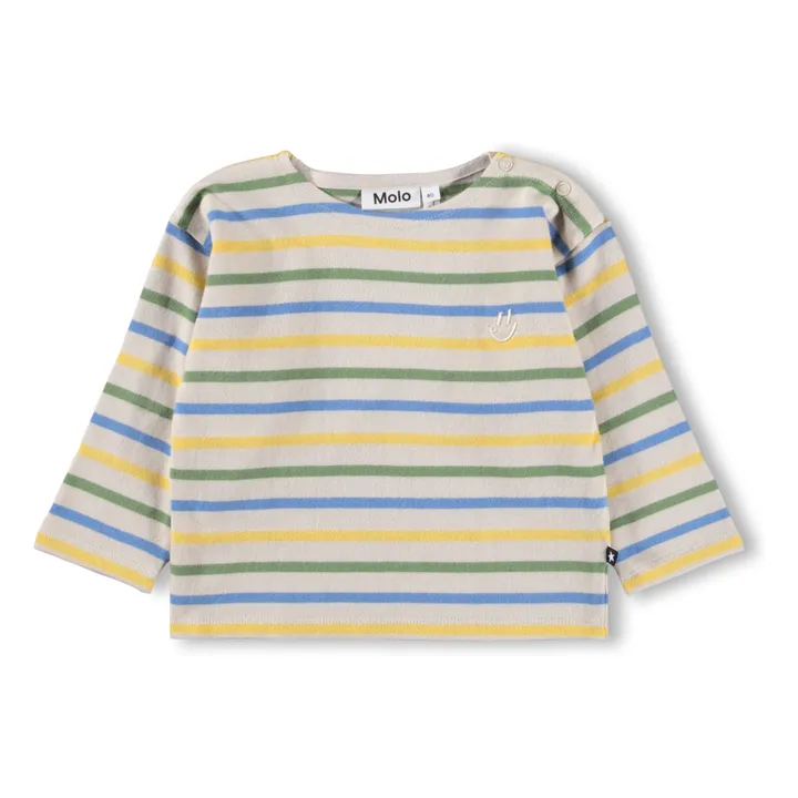 Camiseta de algodón orgánico a rayas Edarko | Crudo- Imagen del producto n°0