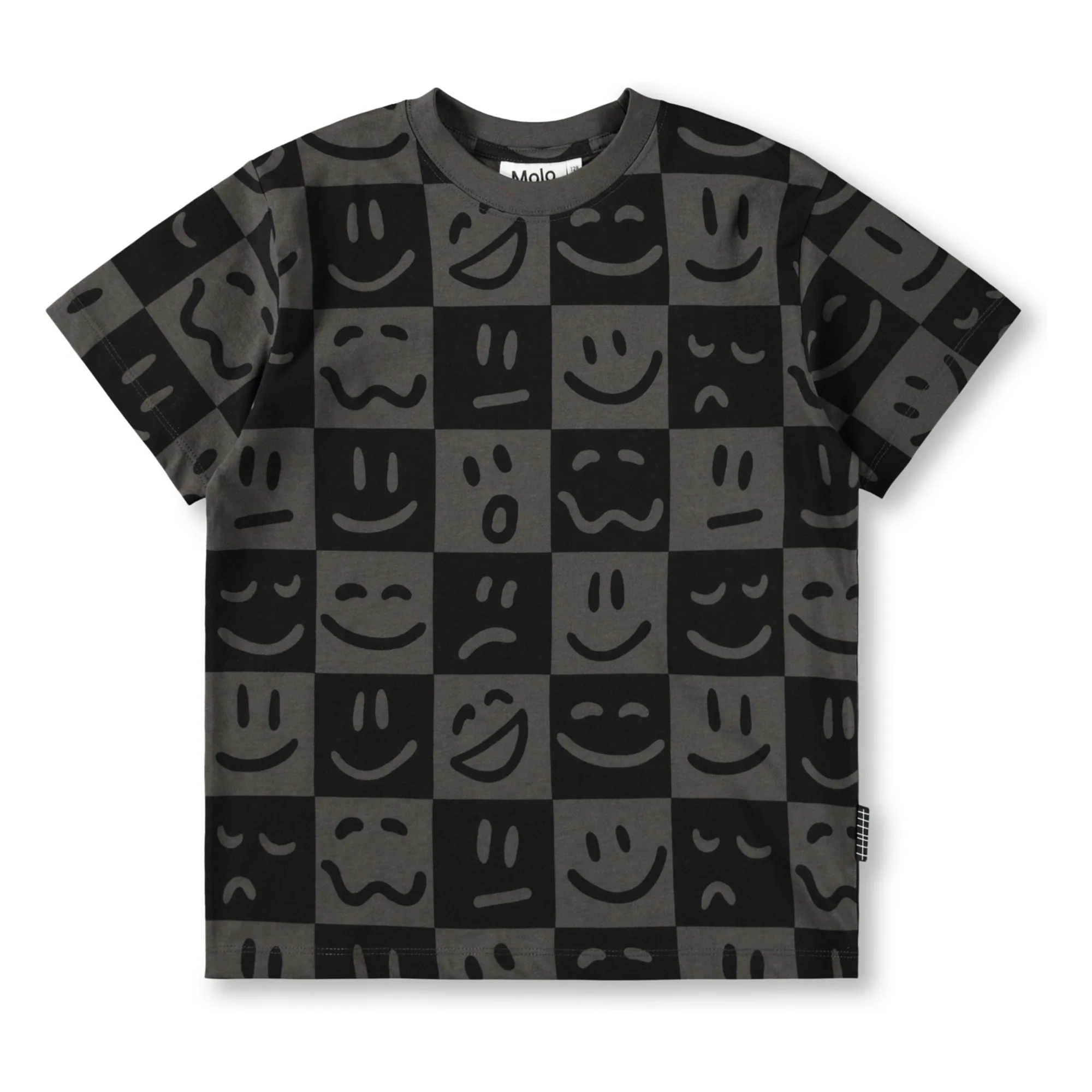 Molo Black Riley Emotion Damier Organic Cotton T-Shirt