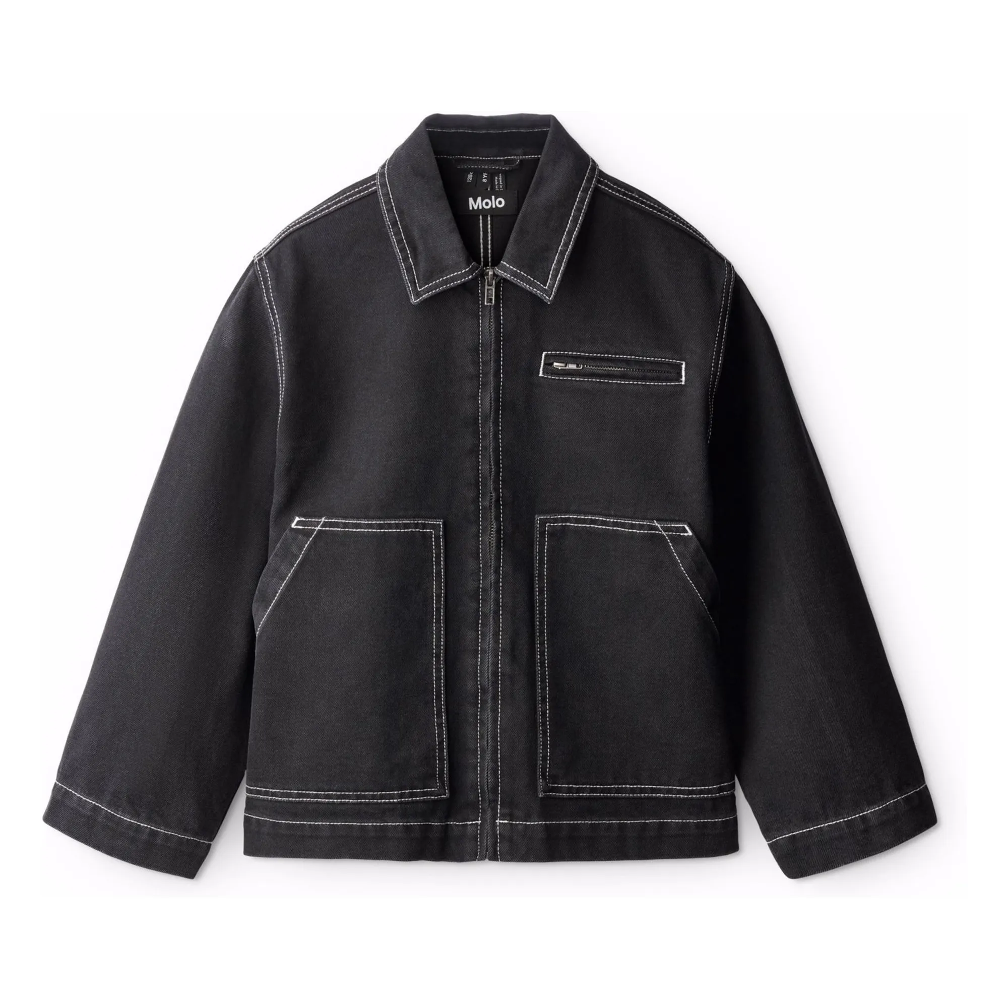 Molo Denim Black Hetson Organic Cotton Denim Jacket