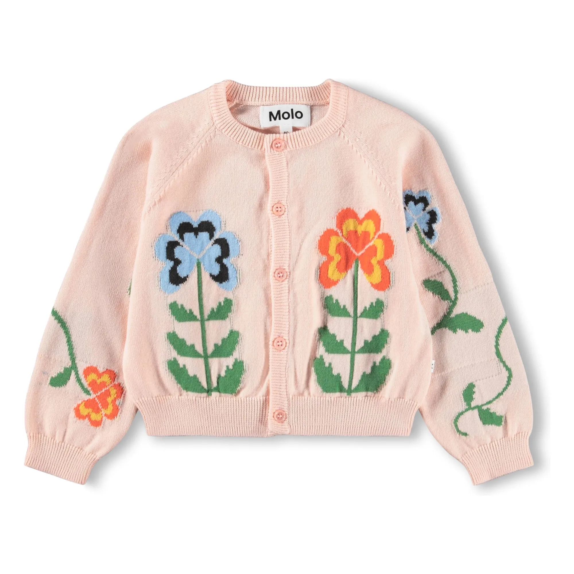 Molo Pale Pink Gert Organic Cotton Flower Cardigan